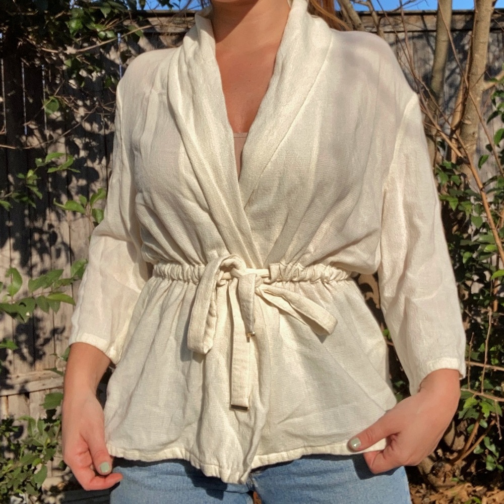 Vintage tie in front blouse